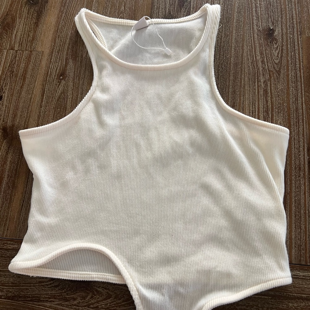 White Ribbed Tank Top